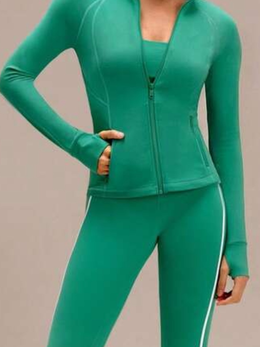 Green Zip-Front Athletic zip up - Women's Lightweight performance jacket